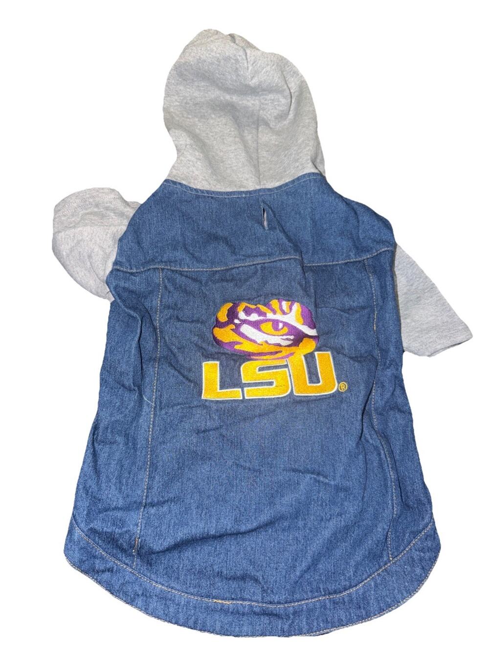 LSU Louisiana State University Denim Dog Hoodie Size Large (W18)